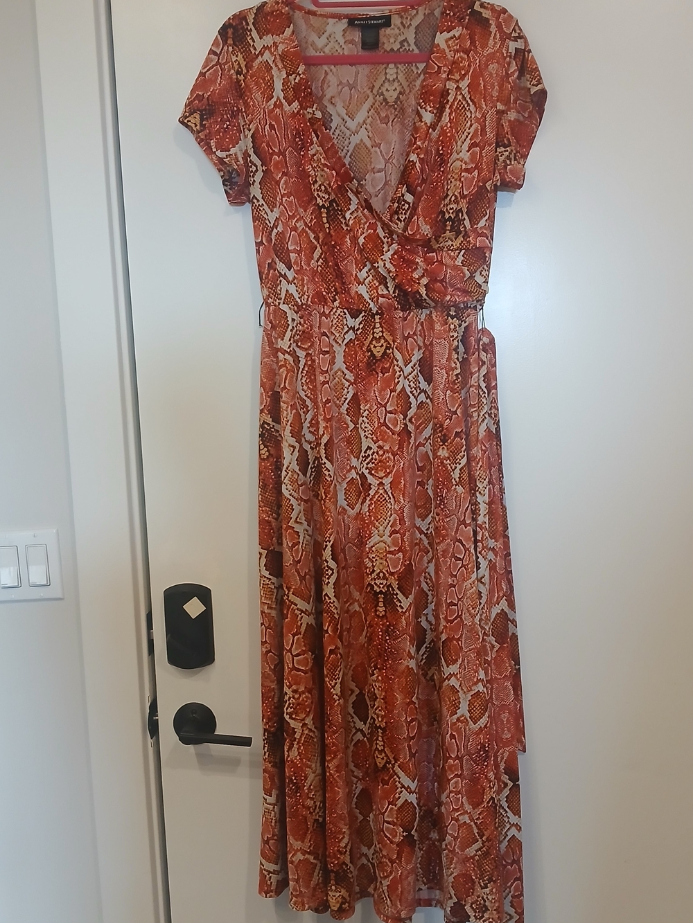 Women's Rust Snake-Print Wrap Dress